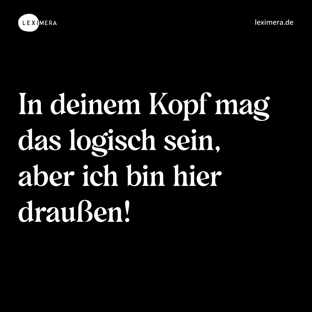 In deinem Kopf mag das logisch sein, aber ich bin hier draußen! - Spruch Bild