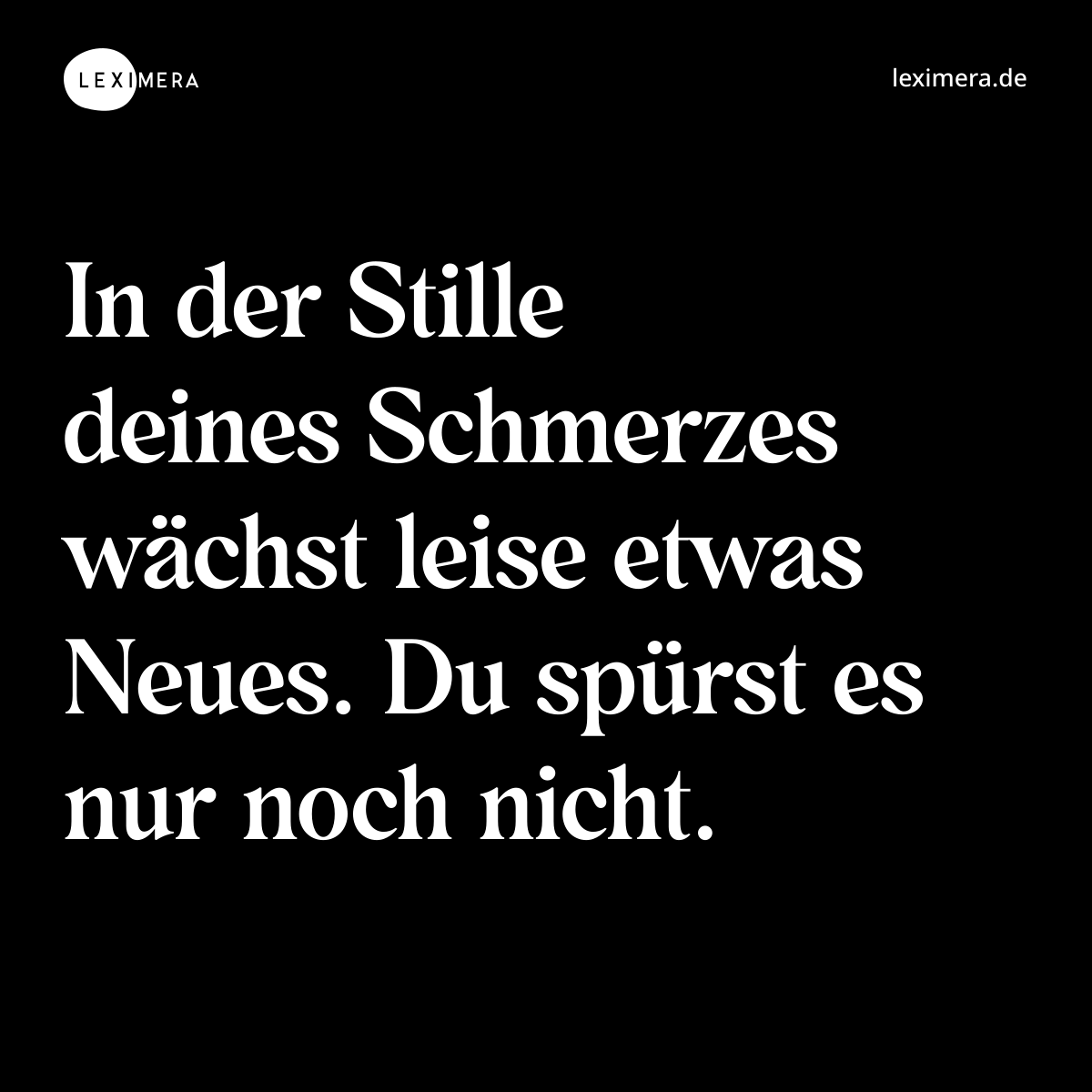 In der Stille deines Schmerzes wächst leise etwas Neues. Du spürst es nur noch nicht. - Spruch Bild