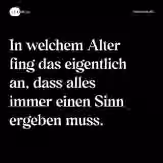 In welchem Alter fing das eigentlich an, dass alles immer einen Sinn ergeben muss. - Spruch Bild