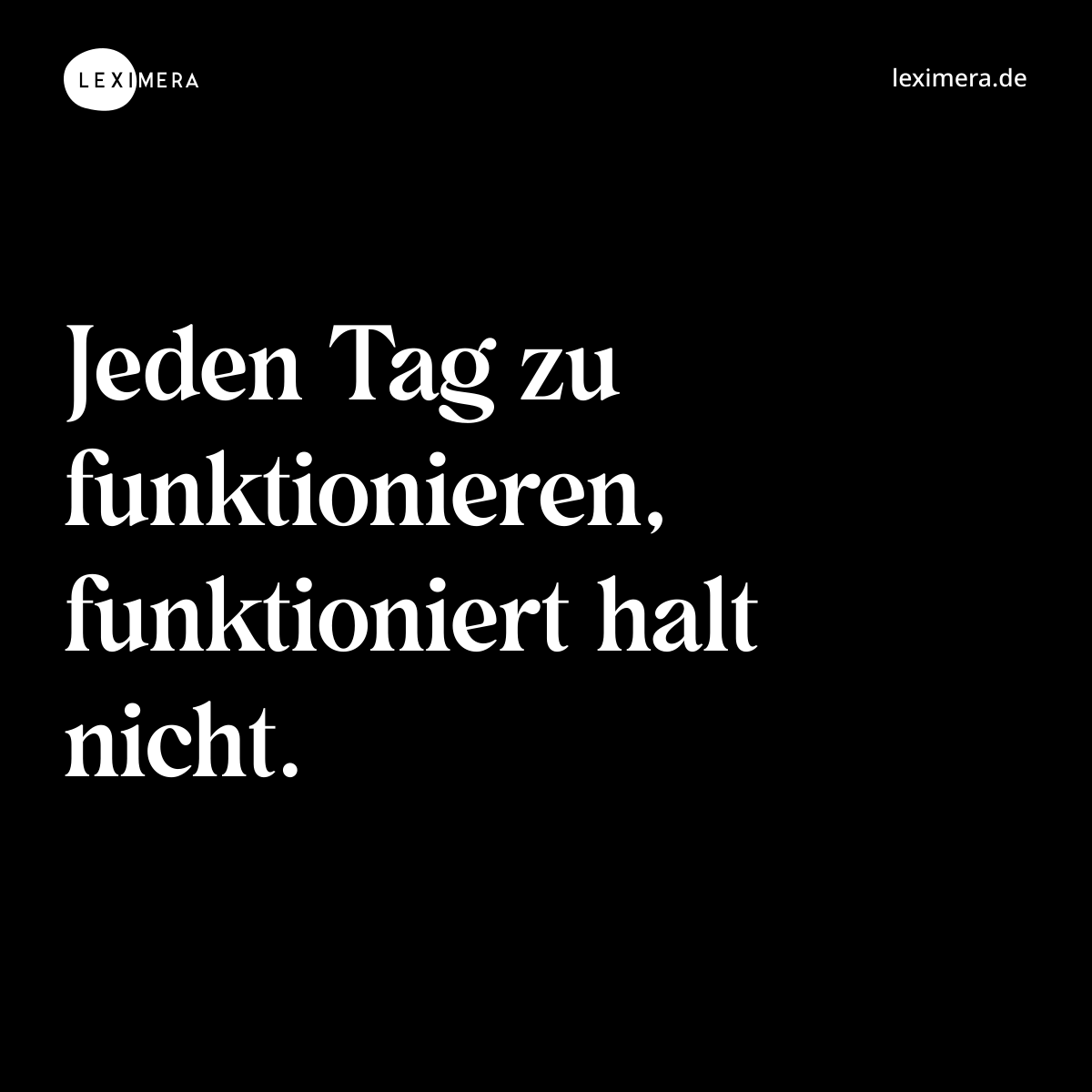 Jeden Tag zu funktionieren, funktioniert halt nicht. - Spruch Bild