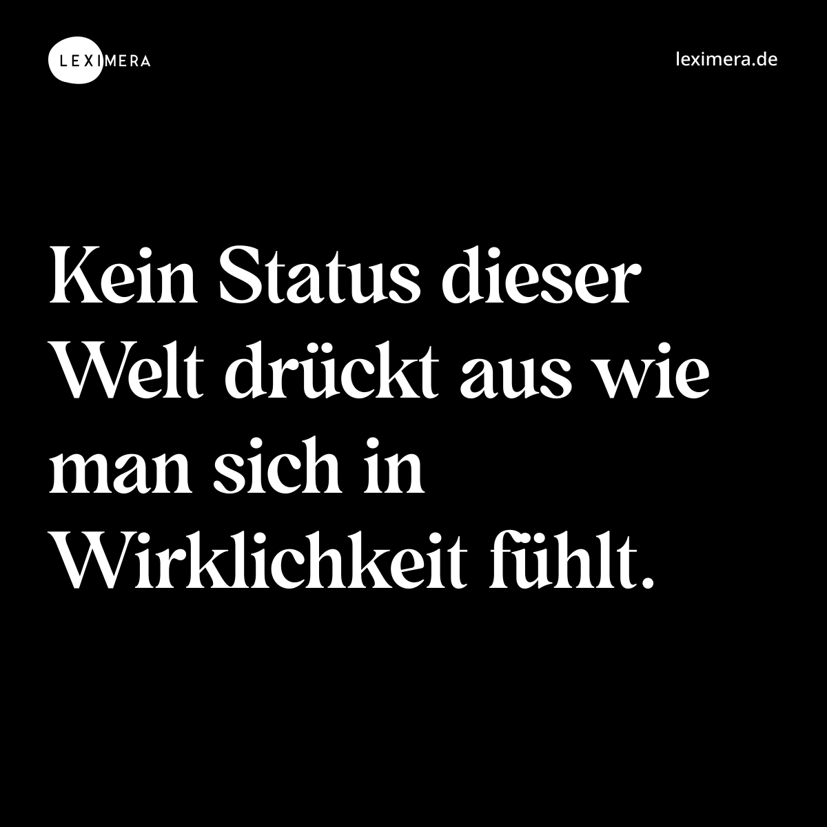 Kein Status dieser Welt drückt aus wie man sich in Wirklichkeit fühlt. - Spruch Bild