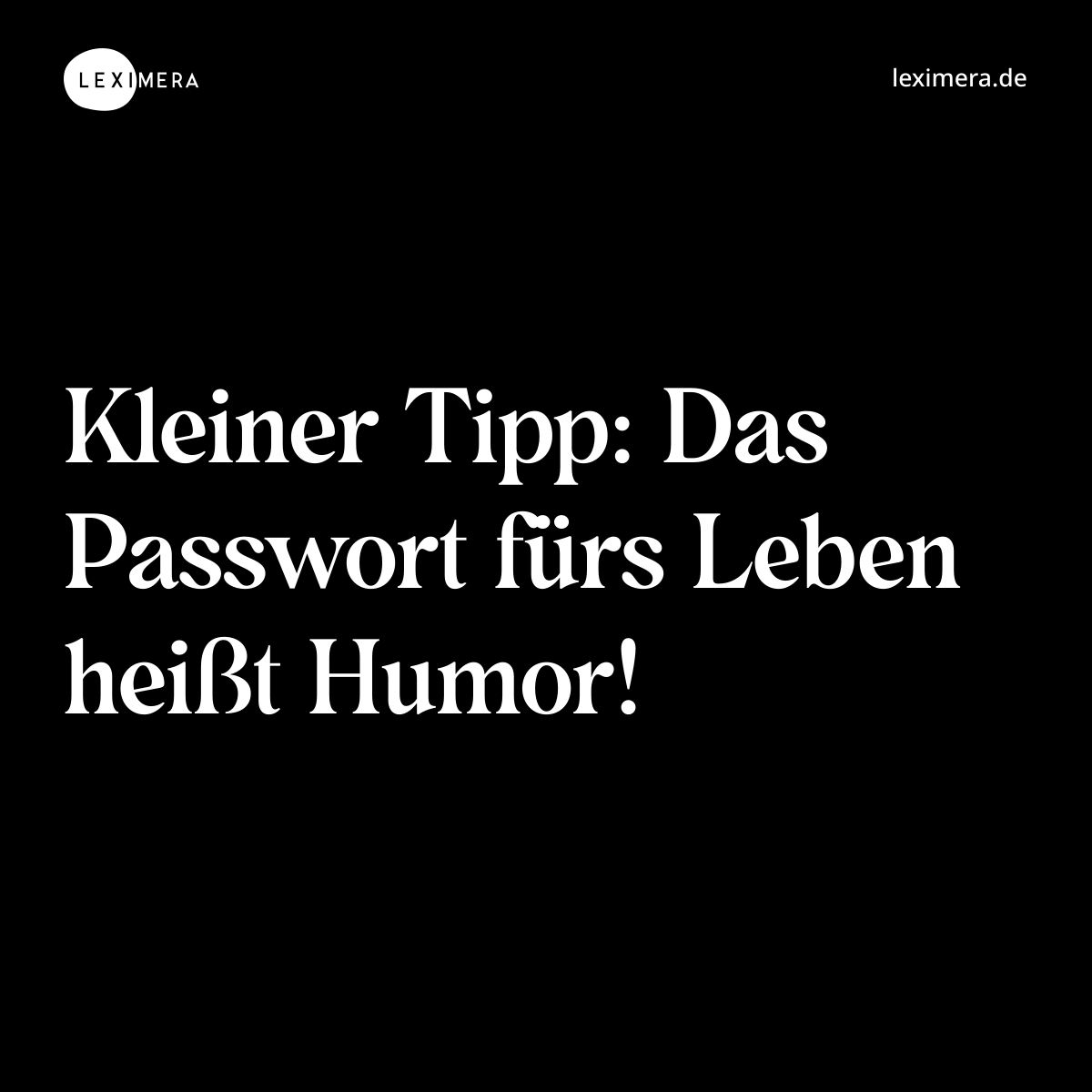 Kleiner Tipp: Das Passwort fürs Leben heißt Humor! - Spruch Bild