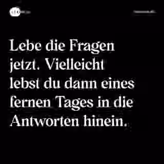 Lebe die Fragen jetzt. Vielleicht lebst du dann eines fernen Tages in die Antworten hinein. - Spruch Bild