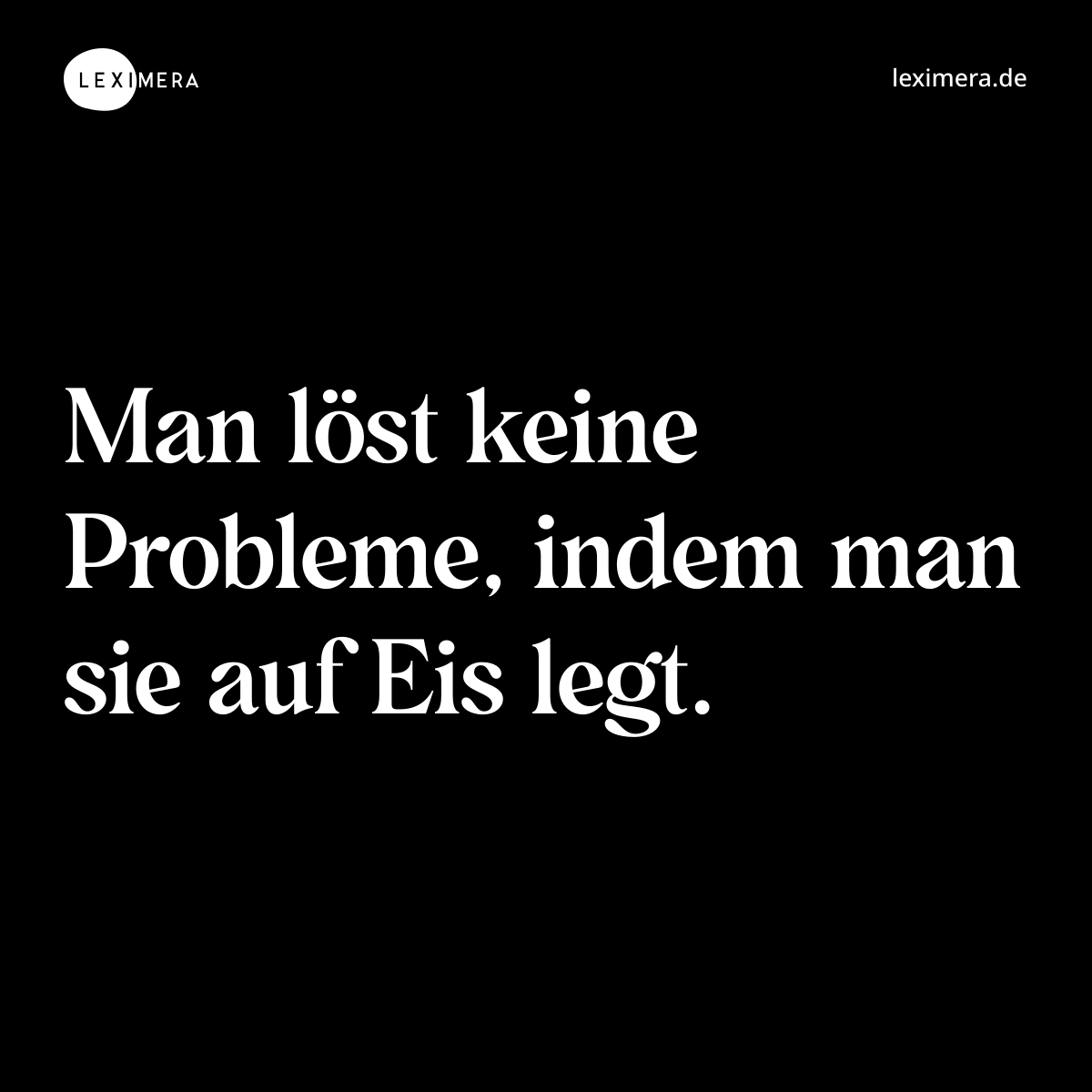 Man löst keine Probleme, indem man sie auf Eis legt. - Spruch Bild