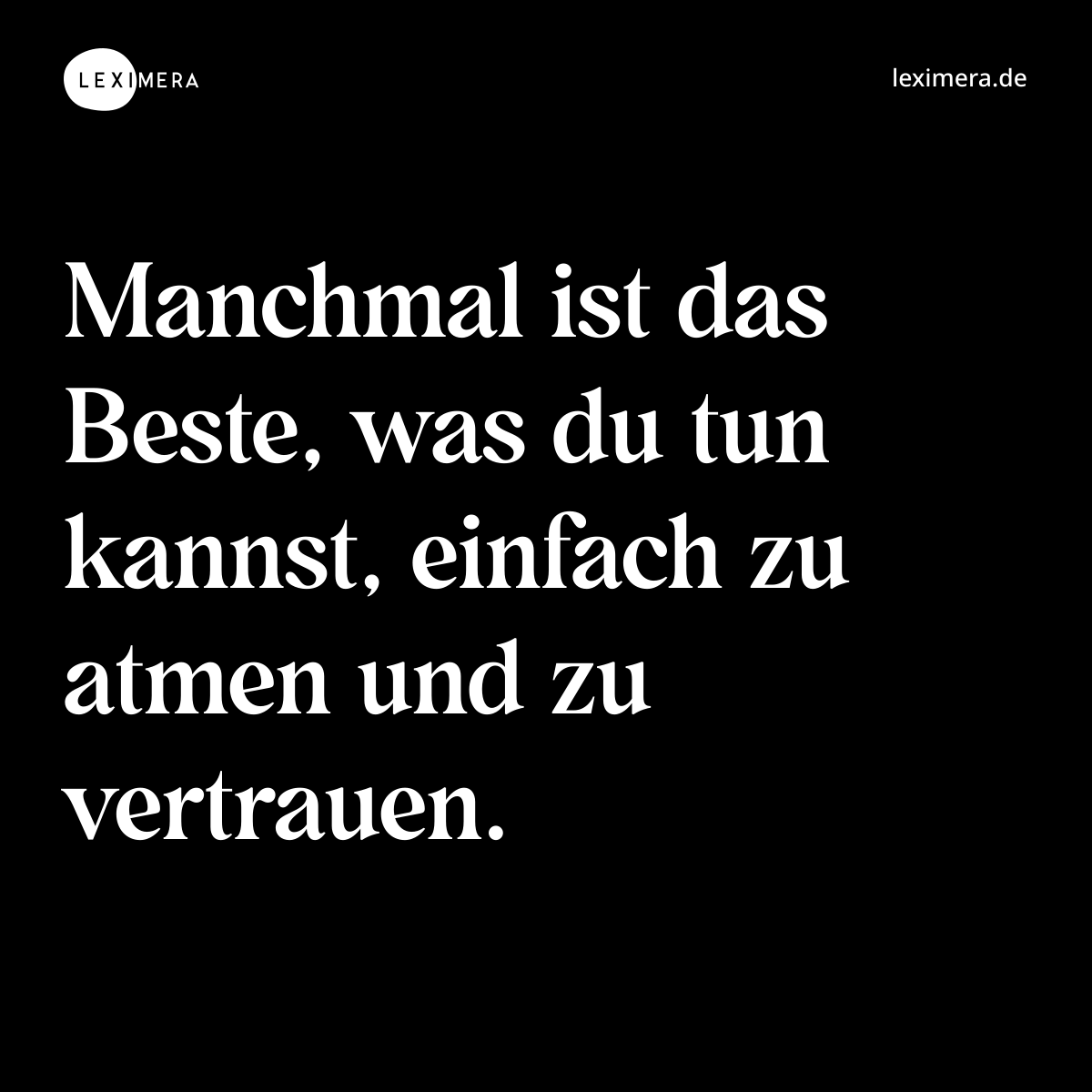 Manchmal ist das Beste, was du tun kannst, einfach zu atmen und zu vertrauen. - Spruch Bild