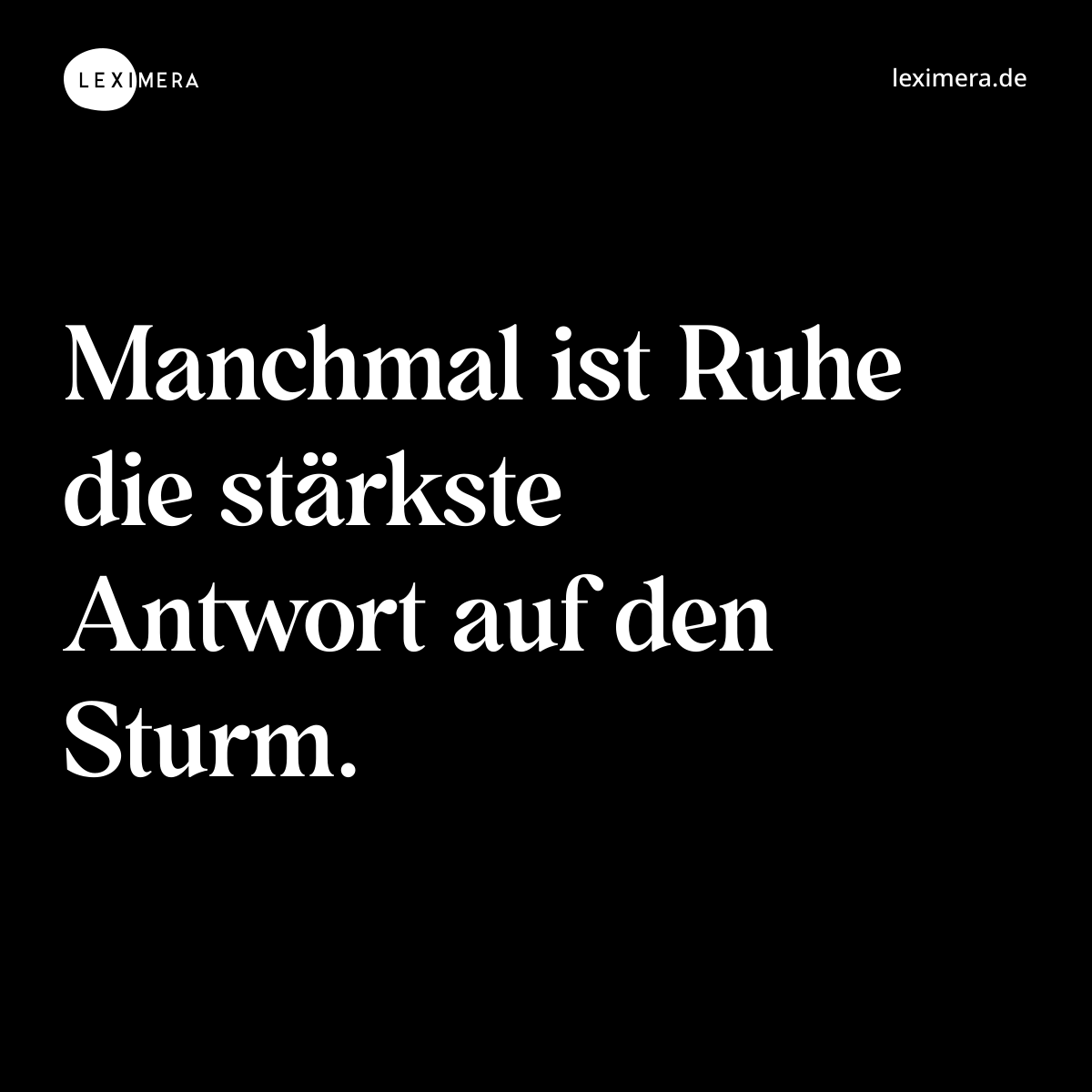 Manchmal ist Ruhe die stärkste Antwort auf den Sturm. - Spruch Bild