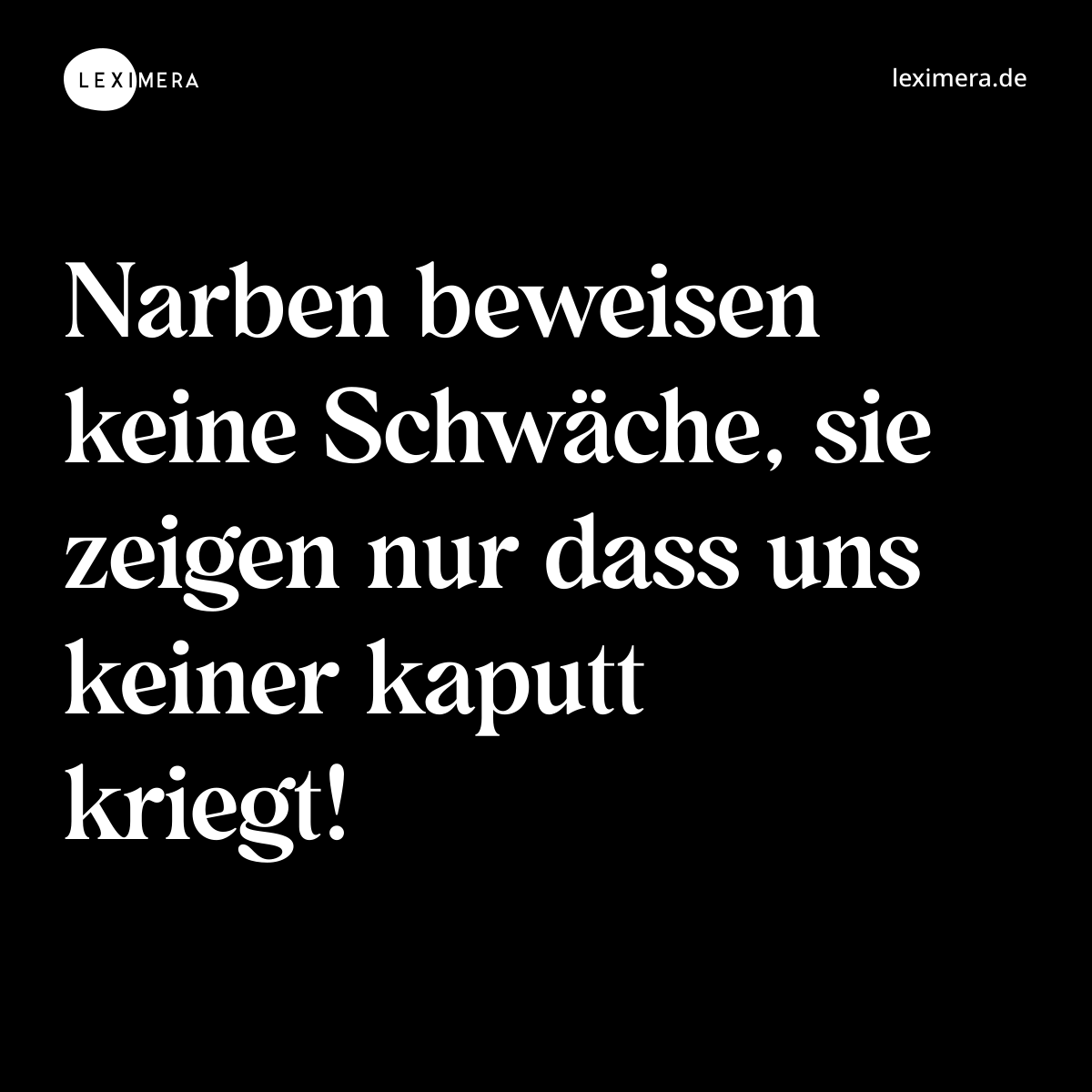 Narben beweisen keine Schwäche, sie zeigen nur dass uns keiner kaputt kriegt! - Spruch Bild
