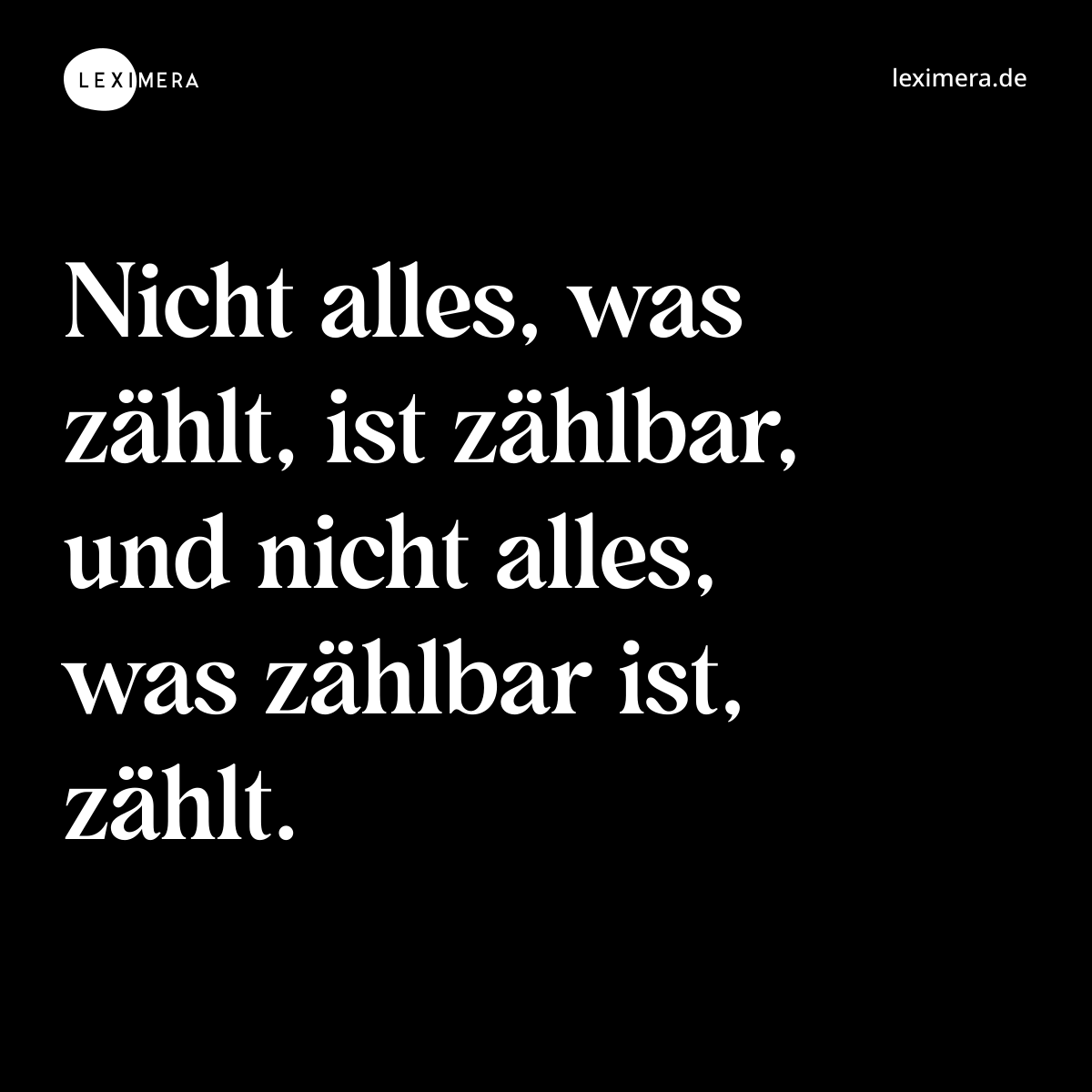 Nicht alles, was zählt, ist zählbar, und nicht alles, was zählbar ist, zählt. - Spruch Bild