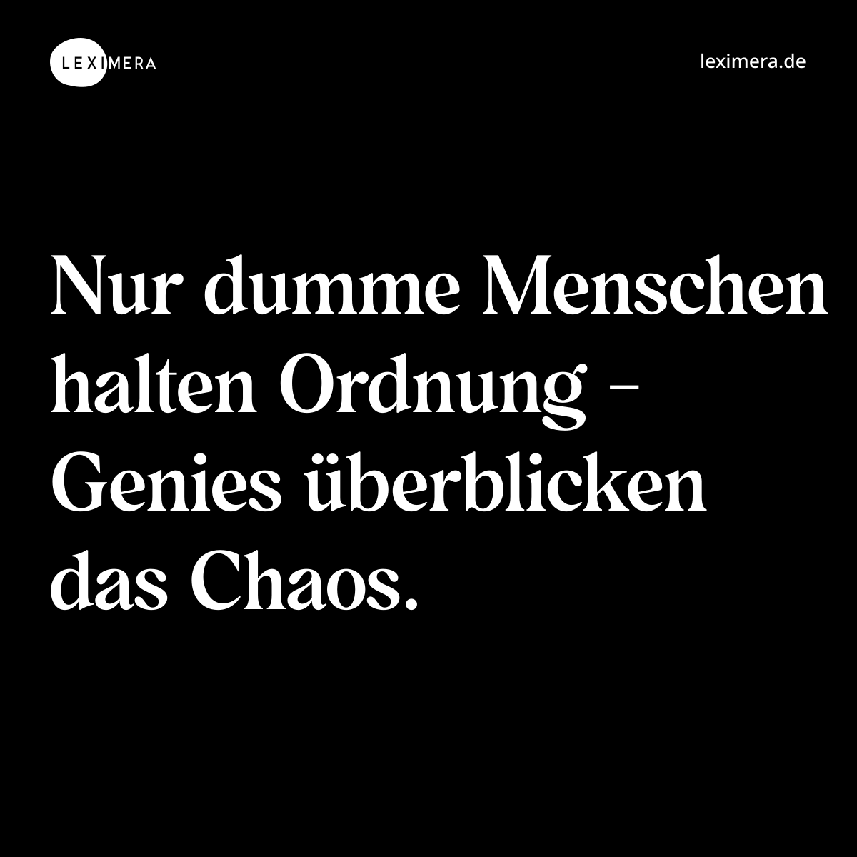 Nur dumme Menschen halten Ordnung - Genies überblicken das Chaos. - Spruch Bild