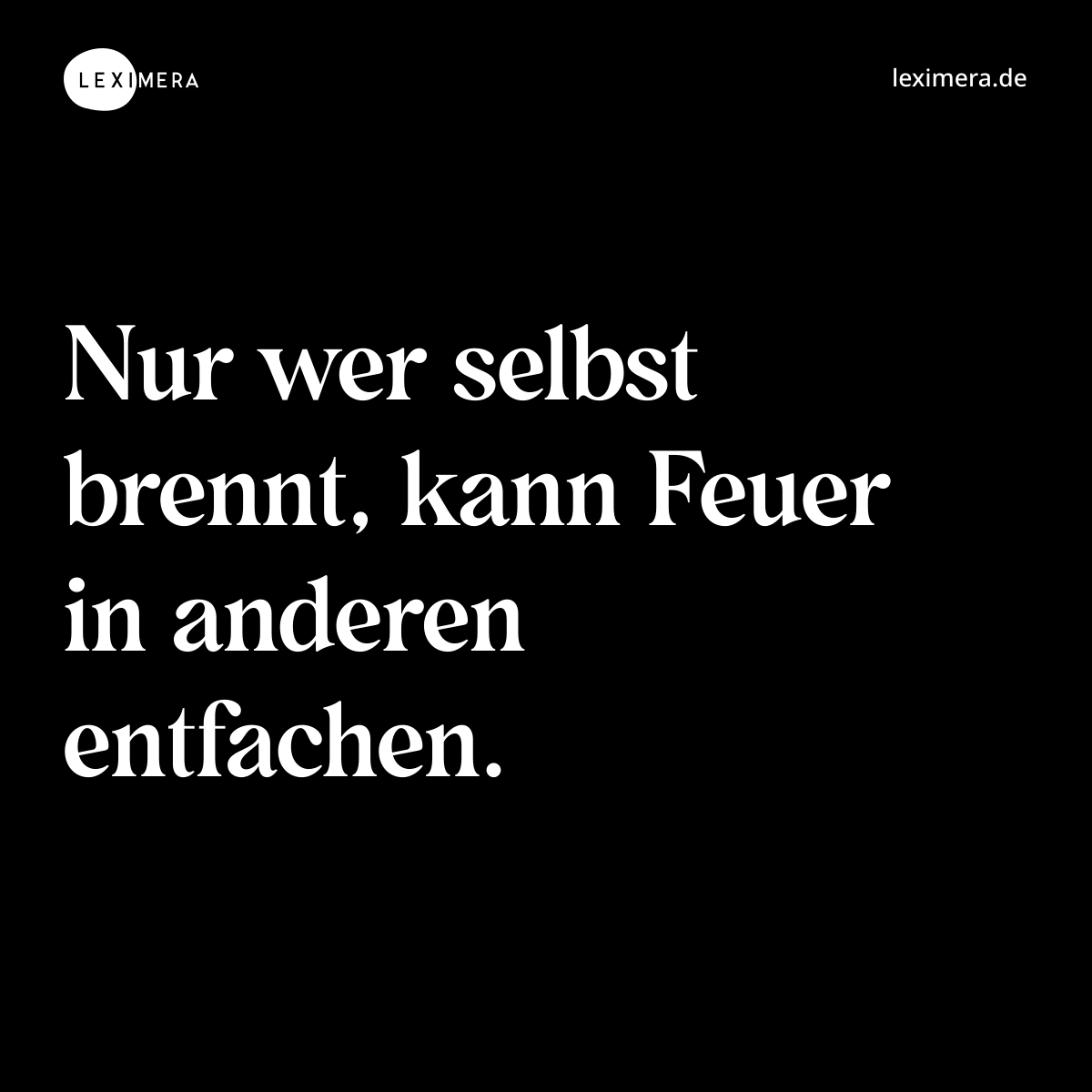 Nur wer selbst brennt, kann Feuer in anderen entfachen. - Spruch Bild