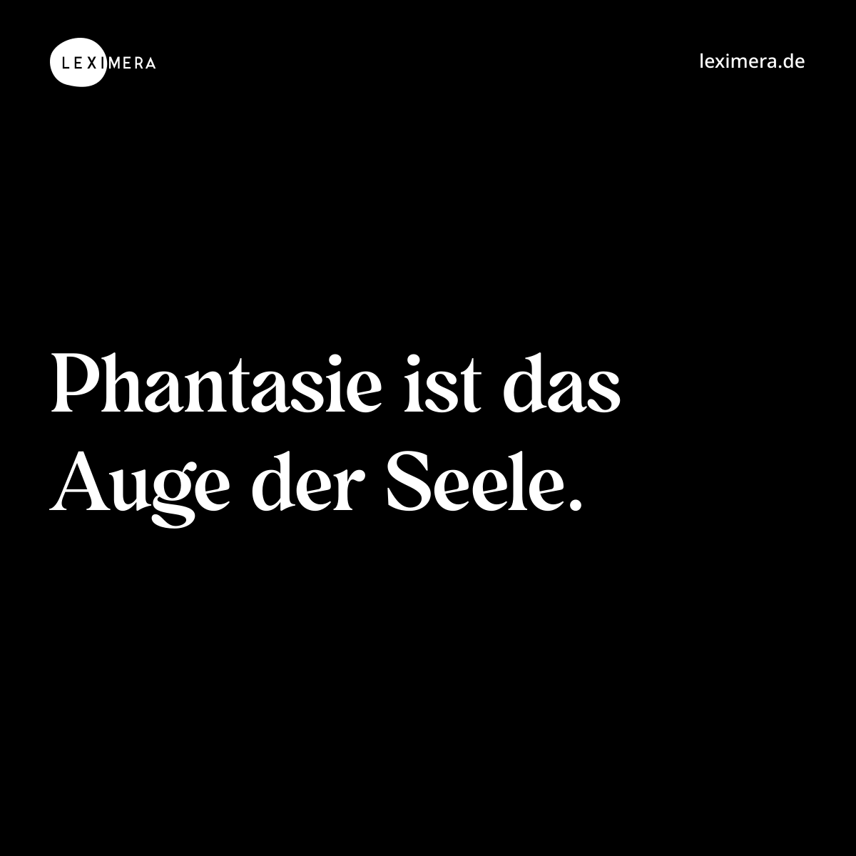 Phantasie ist das Auge der Seele. - Spruch Bild