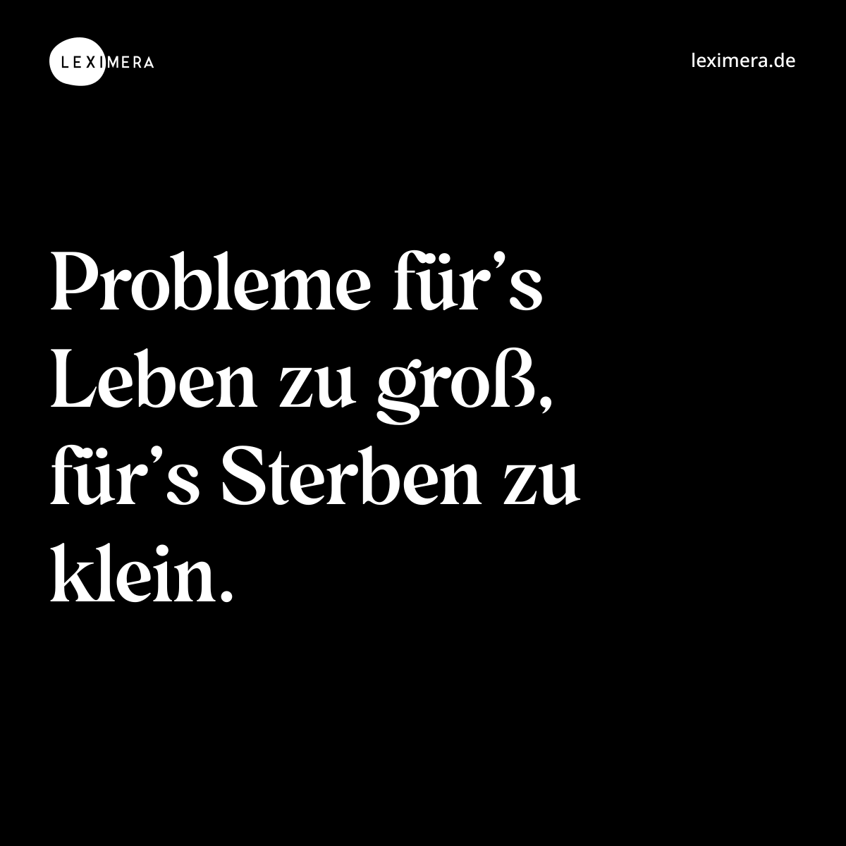Probleme für’s Leben zu groß, für’s Sterben zu klein. - Spruch Bild