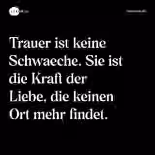 Trauer ist keine Schwaeche. Sie ist die Kraft der Liebe, die keinen Ort mehr findet. - Spruch Bild