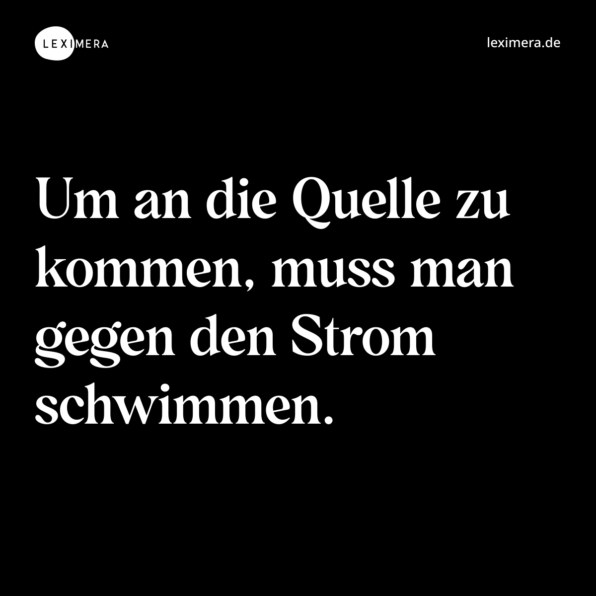Um an die Quelle zu kommen, muss man gegen den Strom schwimmen. - Spruch Bild