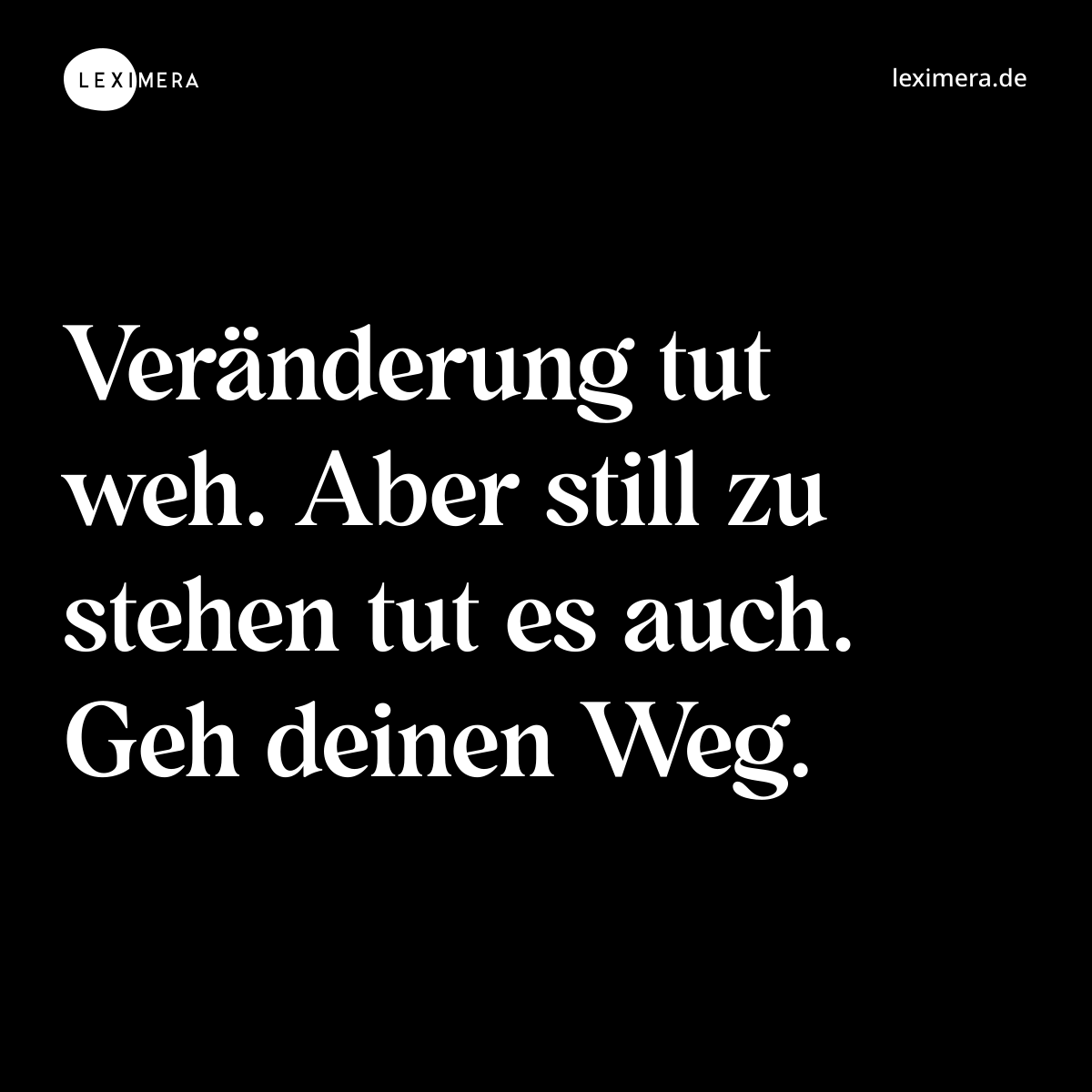 Veränderung tut weh. Aber still zu stehen tut es auch. Geh deinen Weg. - Spruch Bild