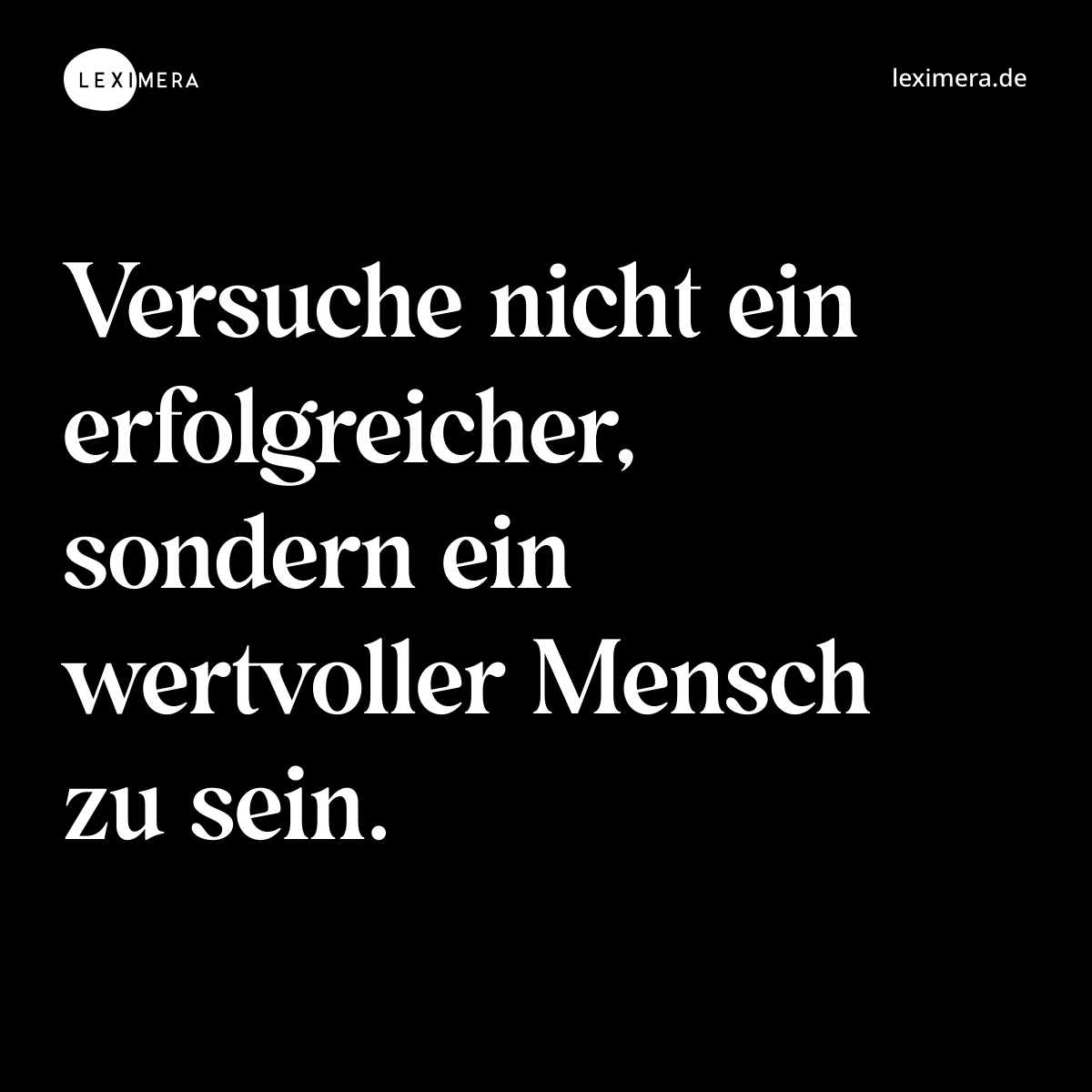 Versuche nicht ein erfolgreicher, sondern ein wertvoller Mensch zu sein. - Spruch Bild