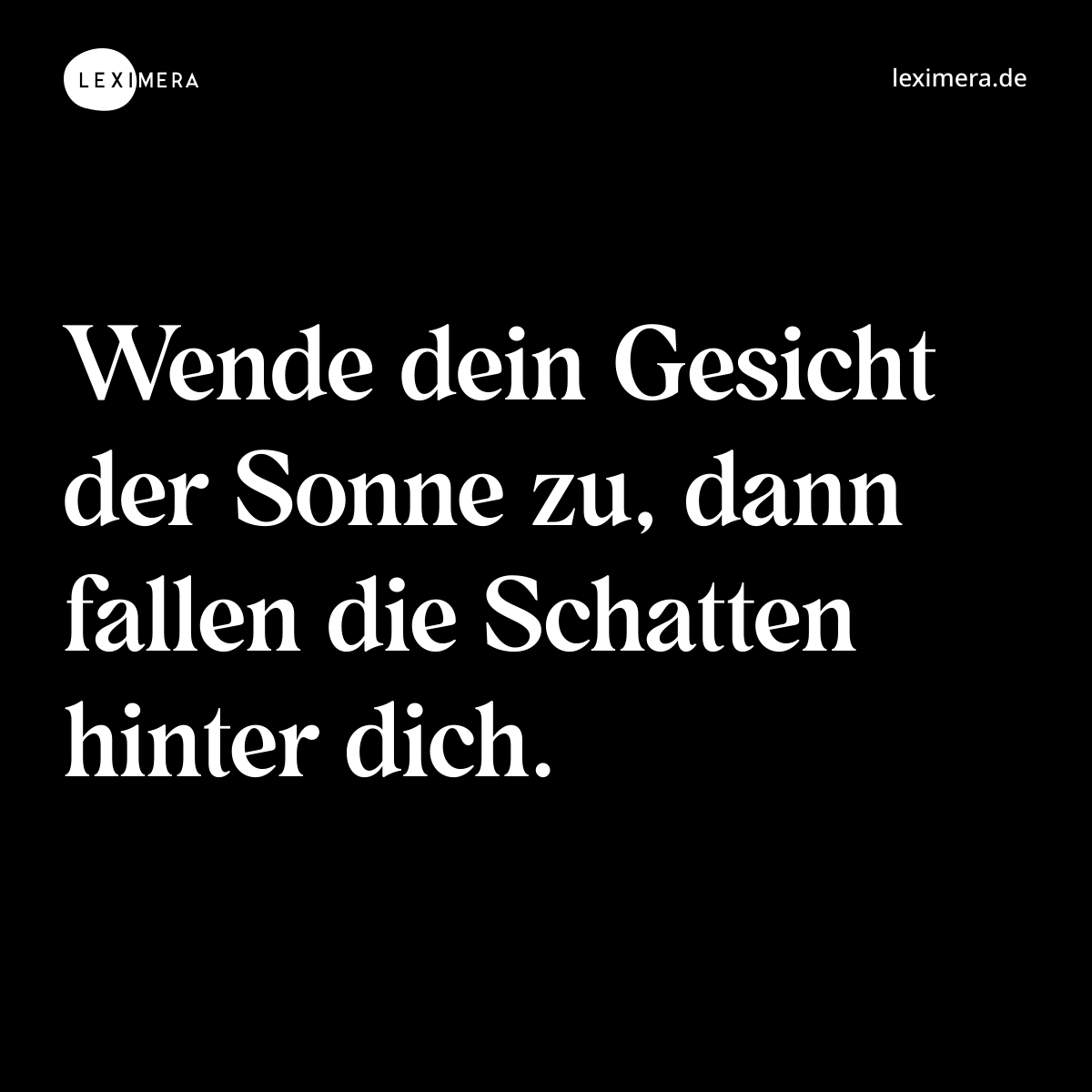 Wende dein Gesicht der Sonne zu, dann fallen die Schatten hinter dich. - Spruch Bild