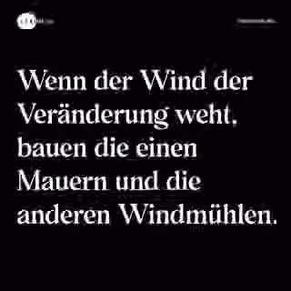 Wenn der Wind der Veränderung weht, bauen die einen Mauern und die anderen Windmühlen. - Spruch Bild
