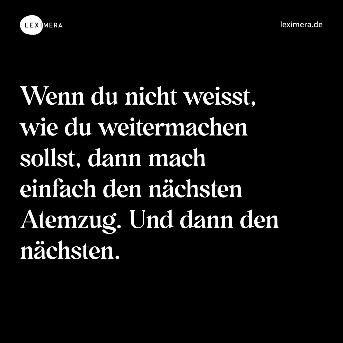 Wenn du nicht weisst, wie du weitermachen sollst, dann mach einfach den nächsten Atemzug. Und dann den nächsten. - Spruch Bild