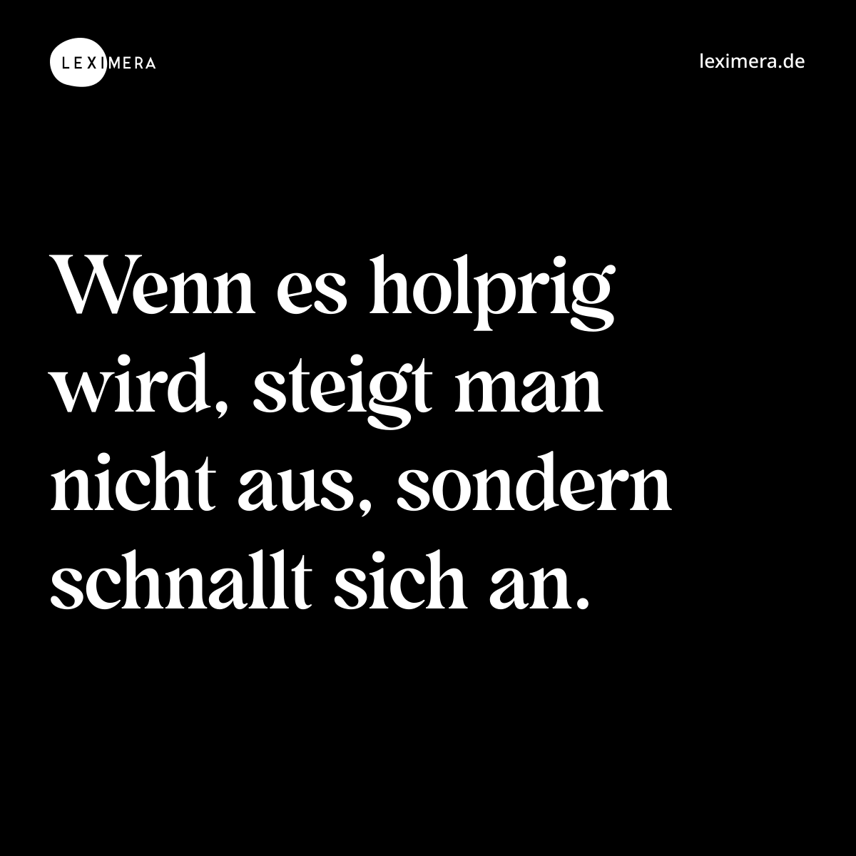 Wenn es holprig wird, steigt man nicht aus, sondern schnallt sich an. - Spruch Bild