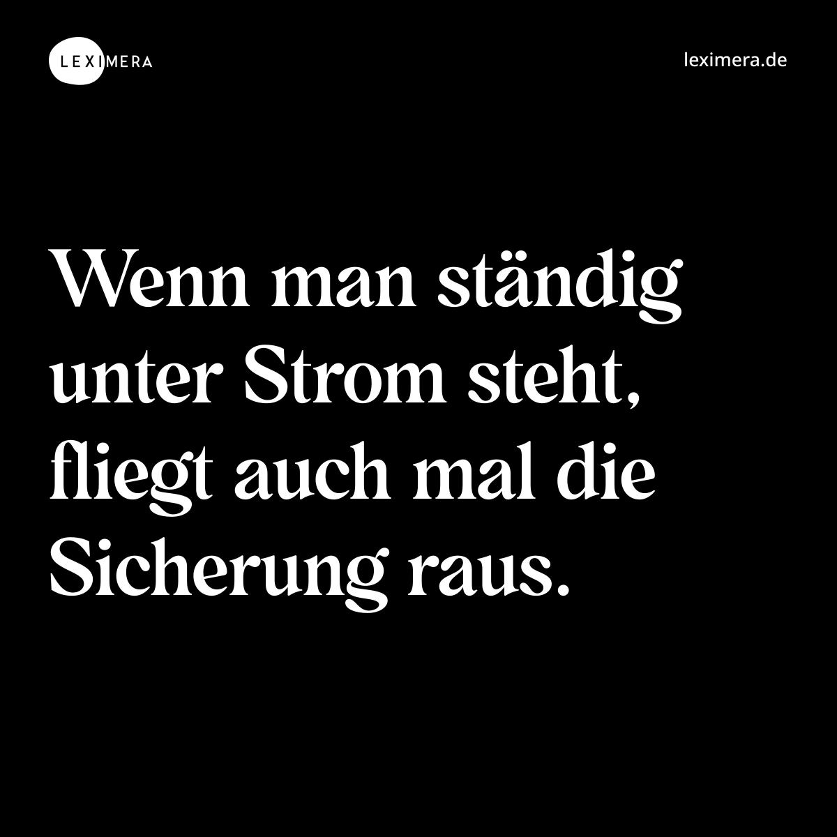 Wenn man ständig unter Strom steht, fliegt auch mal die Sicherung raus. - Spruch Bild