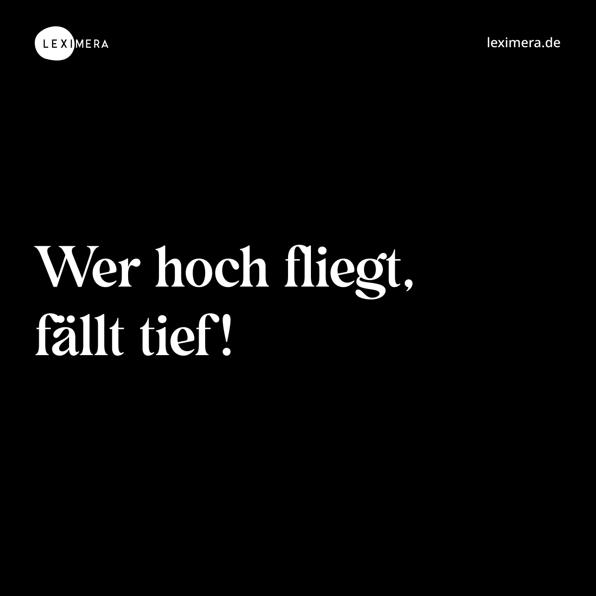 Wer hoch fliegt, fällt tief! - Spruch Bild