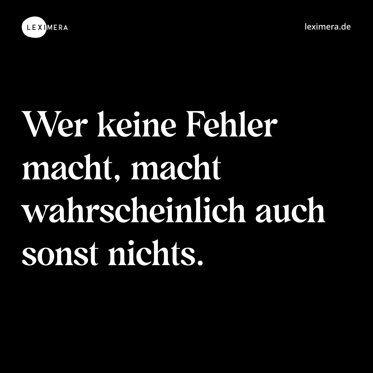 Wer keine Fehler macht, macht wahrscheinlich auch sonst nichts. - Spruch Bild