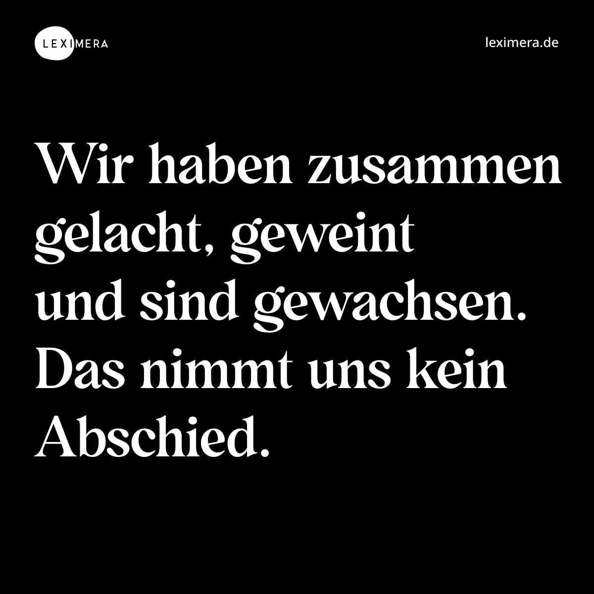 Wir haben zusammen gelacht, geweint und sind gewachsen. Das nimmt uns kein Abschied. - Spruch Bild