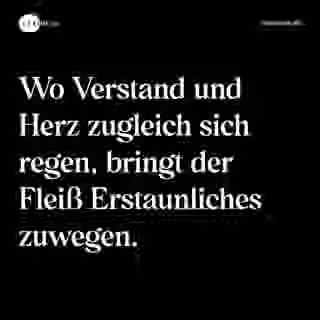 Wo Verstand und Herz zugleich sich regen, bringt der Fleiß Erstaunliches zuwegen. - Spruch Bild