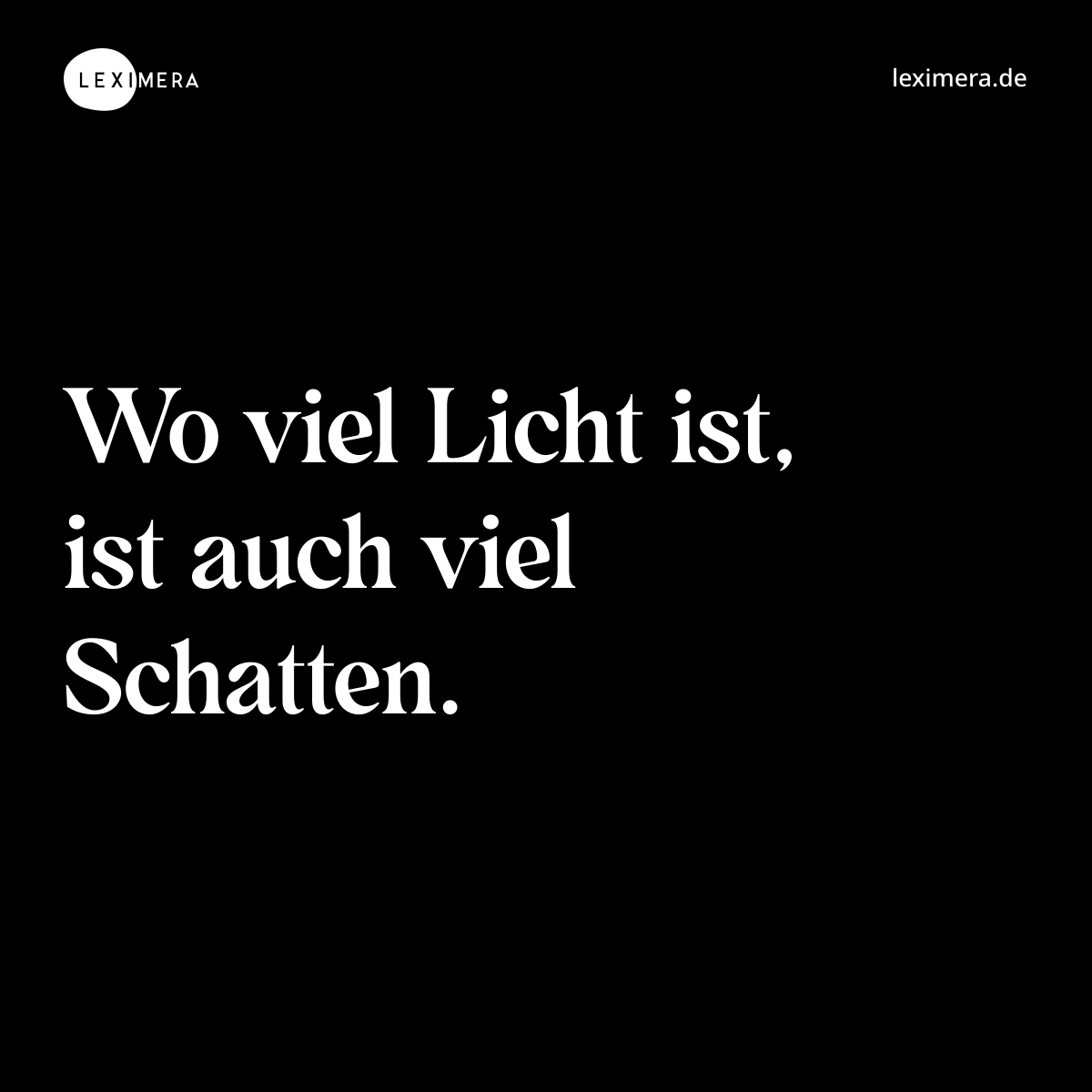 Wo viel Licht ist, ist auch viel Schatten. - Spruch Bild