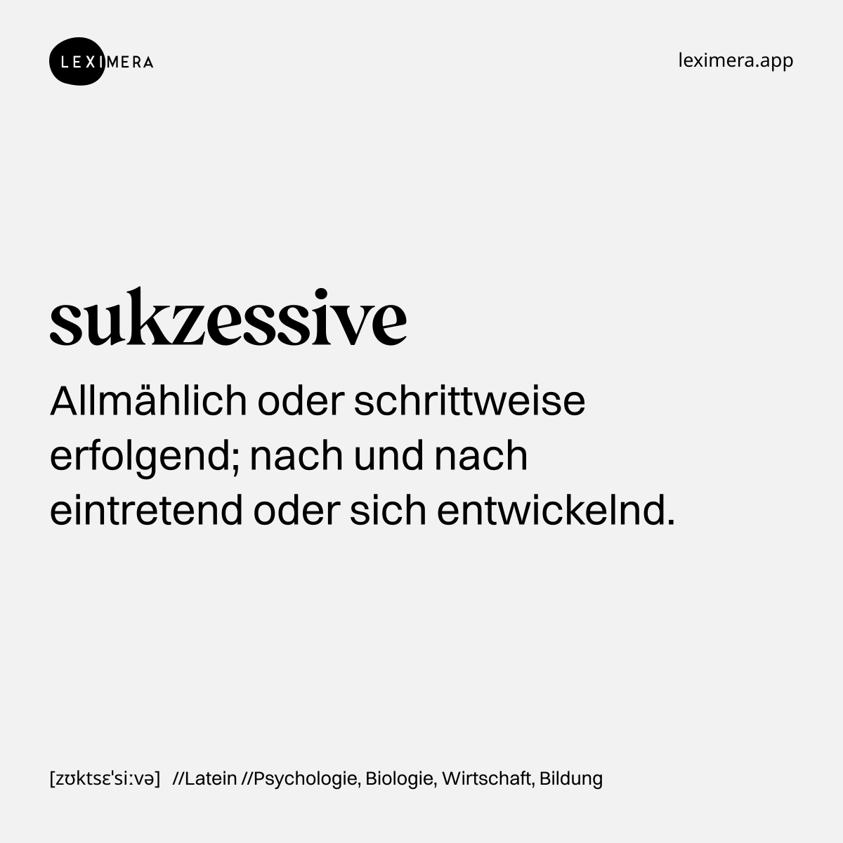 sukzessive - Wort Bild in voller Größe