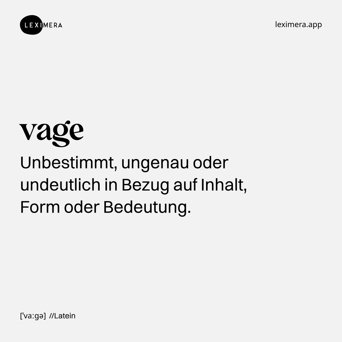 vage - Wort Bild