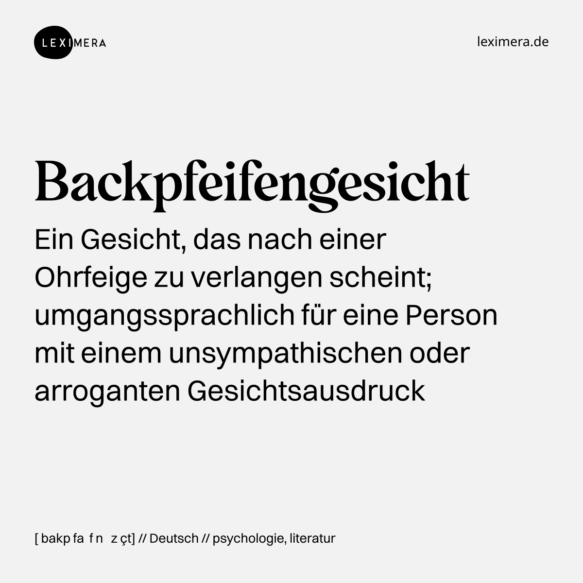 Backpfeifengesicht - Wort Bild