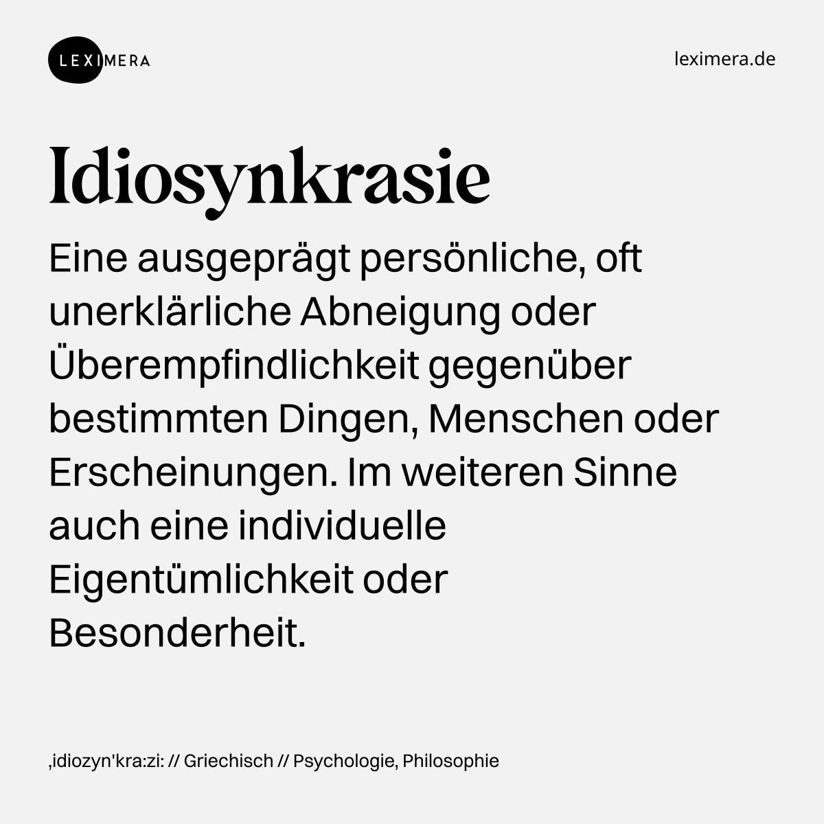 Idiosynkrasie - Wort Bild
