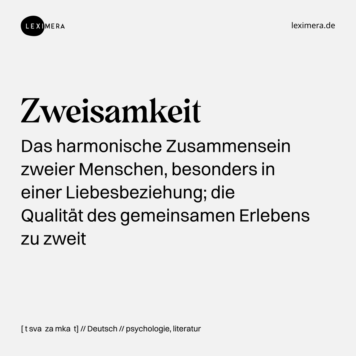 Zweisamkeit - Wort Bild